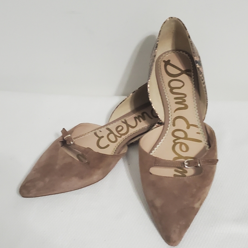 Sam Edelman Rina Pointed Toe D'Orsay Flats Tan Reptile Print 9.5